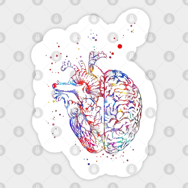 Brain and heart Sticker by RosaliArt